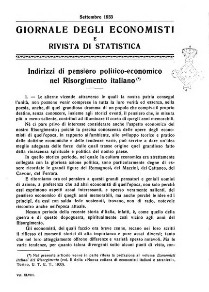 Giornale degli economisti e rivista di statistica