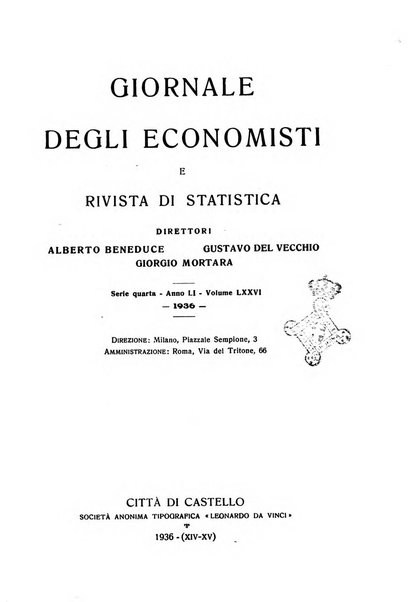 Giornale degli economisti e rivista di statistica