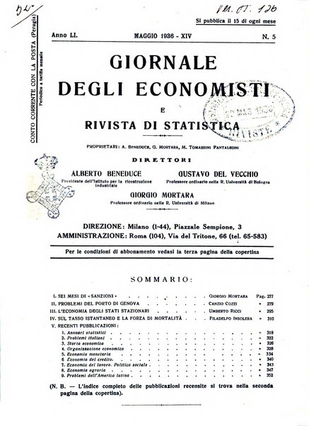 Giornale degli economisti e rivista di statistica