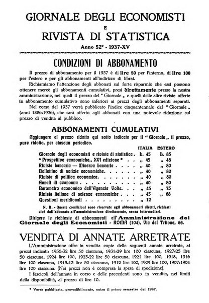 Giornale degli economisti e rivista di statistica