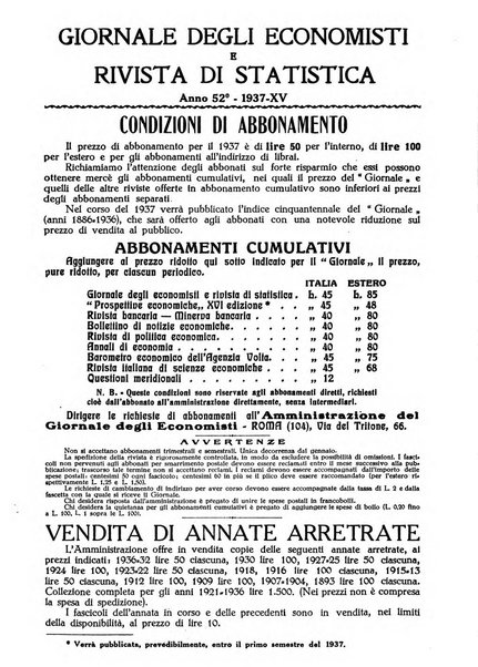 Giornale degli economisti e rivista di statistica