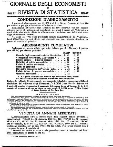 Giornale degli economisti e rivista di statistica