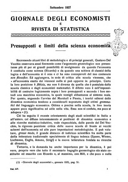 Giornale degli economisti e rivista di statistica