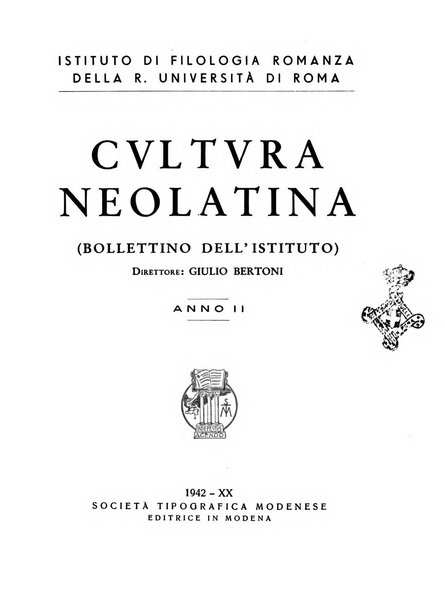 Cultura neolatina bollettino dell'Istituto di filologia romanza dell'Università di Roma