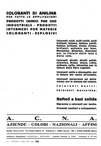 Tinctoria i progressi delle industrie tintorie e tessili