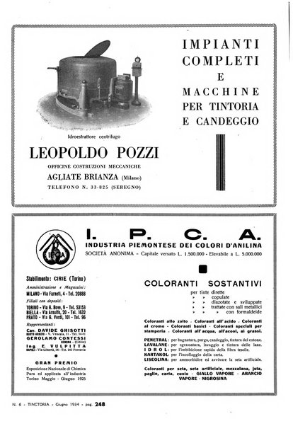 Tinctoria i progressi delle industrie tintorie e tessili