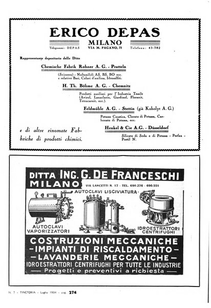 Tinctoria i progressi delle industrie tintorie e tessili