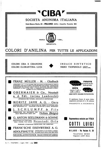 Tinctoria i progressi delle industrie tintorie e tessili