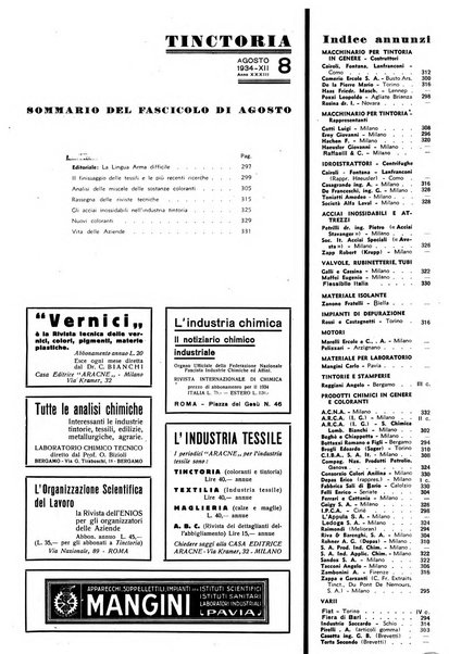 Tinctoria i progressi delle industrie tintorie e tessili