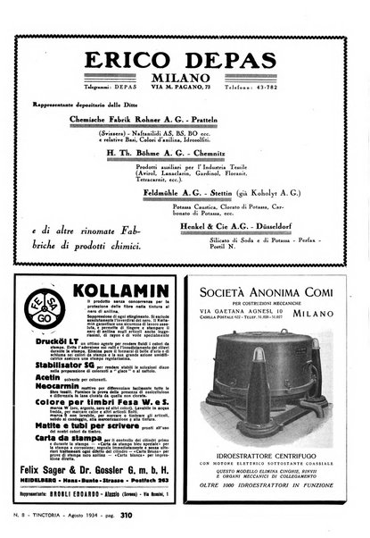 Tinctoria i progressi delle industrie tintorie e tessili