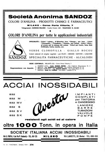 Tinctoria i progressi delle industrie tintorie e tessili