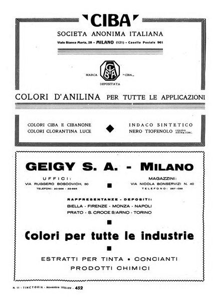 Tinctoria i progressi delle industrie tintorie e tessili