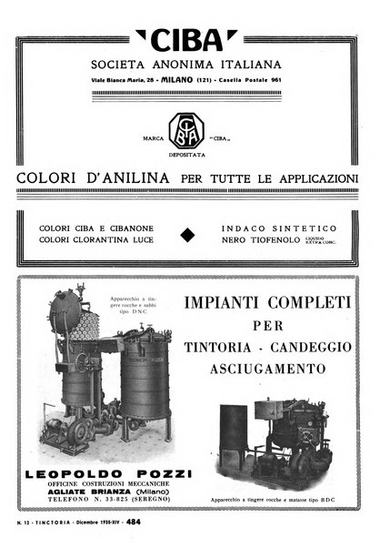 Tinctoria i progressi delle industrie tintorie e tessili