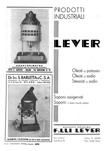 Tinctoria i progressi delle industrie tintorie e tessili