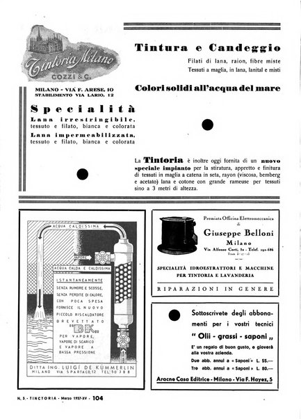 Tinctoria i progressi delle industrie tintorie e tessili