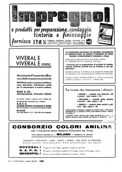 Tinctoria i progressi delle industrie tintorie e tessili