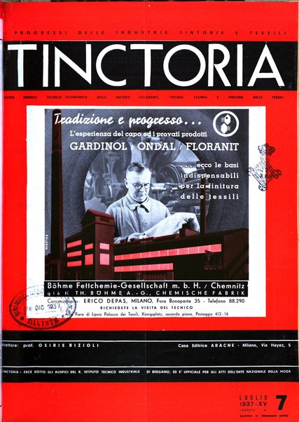 Tinctoria i progressi delle industrie tintorie e tessili