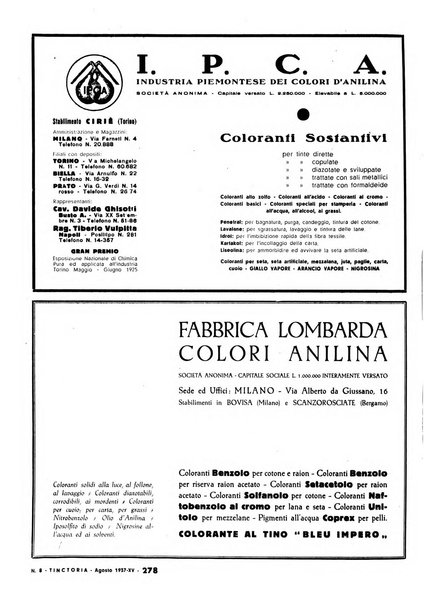 Tinctoria i progressi delle industrie tintorie e tessili