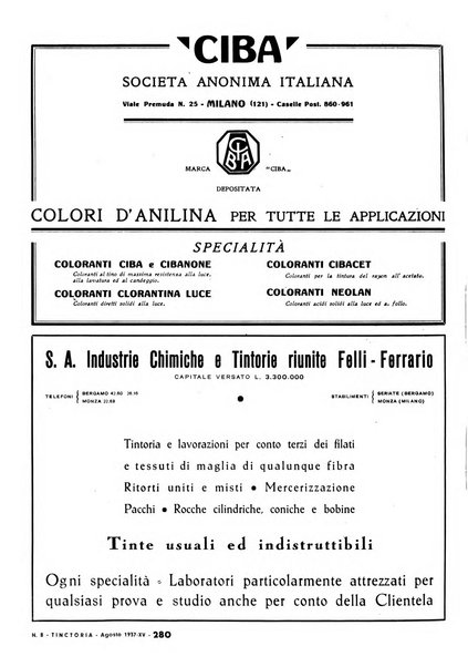 Tinctoria i progressi delle industrie tintorie e tessili