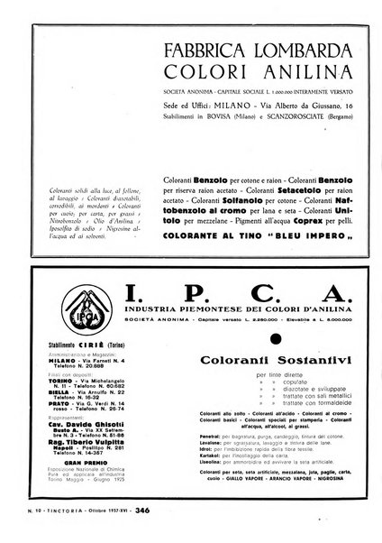 Tinctoria i progressi delle industrie tintorie e tessili