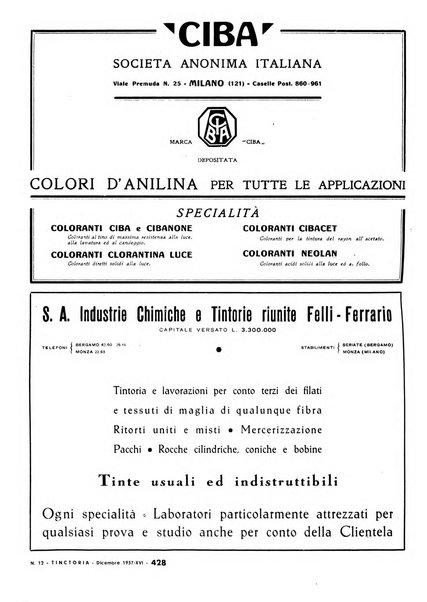 Tinctoria i progressi delle industrie tintorie e tessili