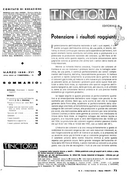 Tinctoria i progressi delle industrie tintorie e tessili