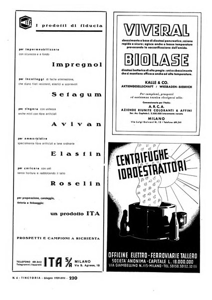 Tinctoria i progressi delle industrie tintorie e tessili