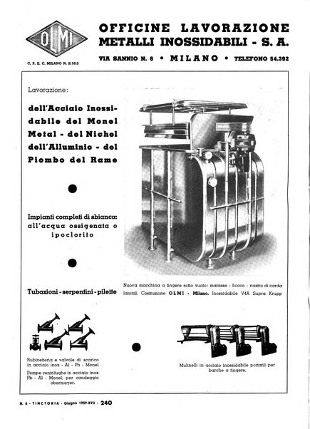 Tinctoria i progressi delle industrie tintorie e tessili