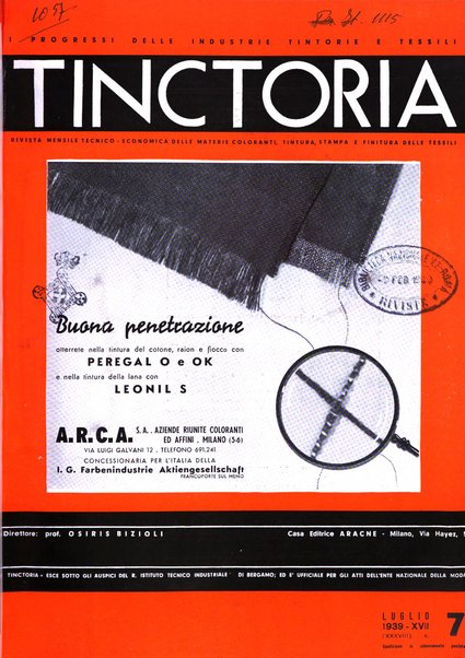 Tinctoria i progressi delle industrie tintorie e tessili