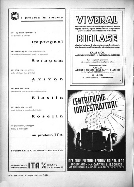 Tinctoria i progressi delle industrie tintorie e tessili