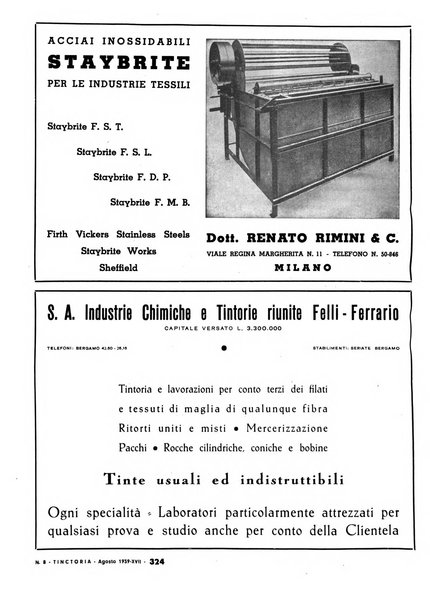 Tinctoria i progressi delle industrie tintorie e tessili