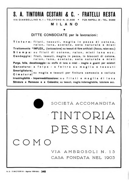 Tinctoria i progressi delle industrie tintorie e tessili