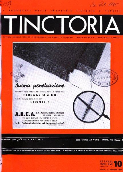 Tinctoria i progressi delle industrie tintorie e tessili