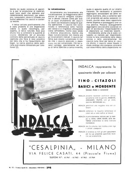 Tinctoria i progressi delle industrie tintorie e tessili