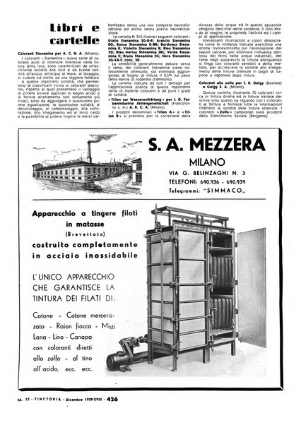 Tinctoria i progressi delle industrie tintorie e tessili