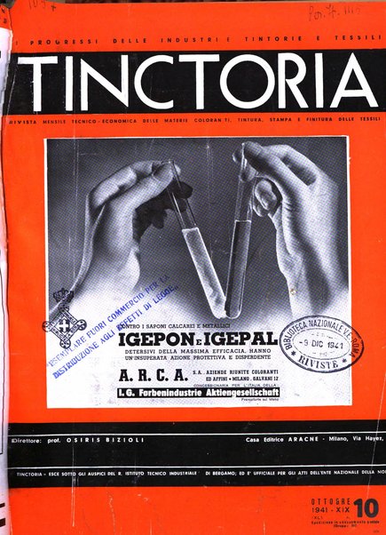 Tinctoria i progressi delle industrie tintorie e tessili