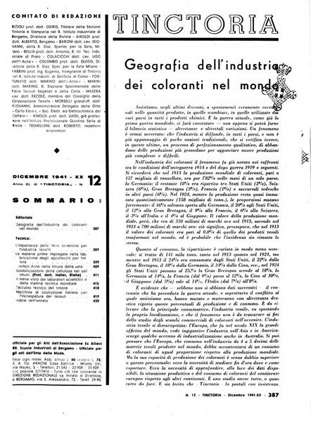 Tinctoria i progressi delle industrie tintorie e tessili