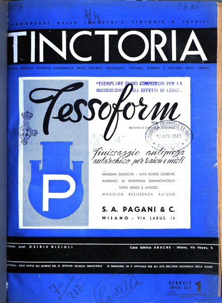 Tinctoria i progressi delle industrie tintorie e tessili