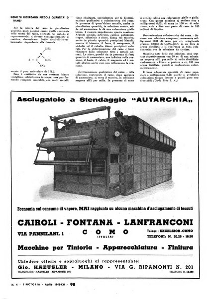 Tinctoria i progressi delle industrie tintorie e tessili