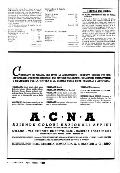 Tinctoria i progressi delle industrie tintorie e tessili