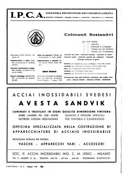 Tinctoria i progressi delle industrie tintorie e tessili