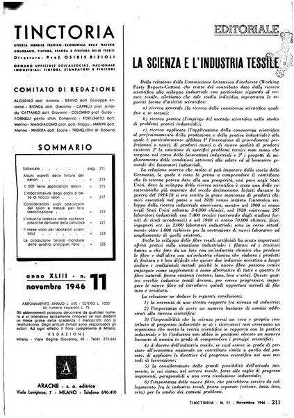 Tinctoria i progressi delle industrie tintorie e tessili