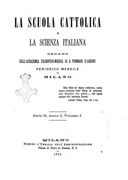 La scuola cattolica periodico religioso scientifico letterario