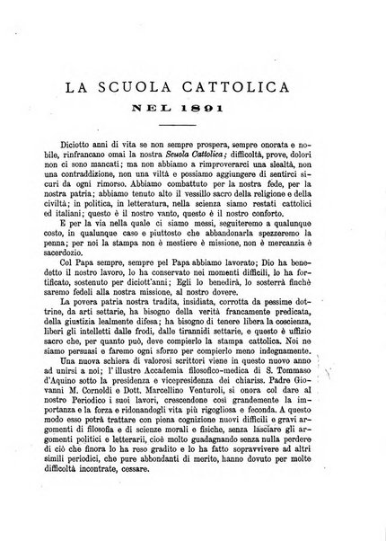 La scuola cattolica periodico religioso scientifico letterario