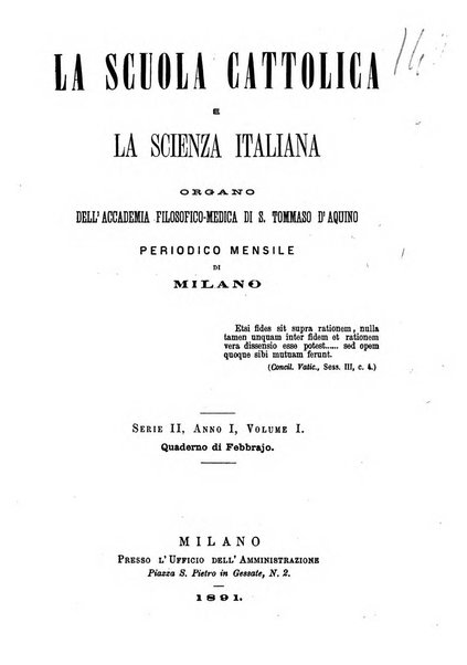 La scuola cattolica periodico religioso scientifico letterario