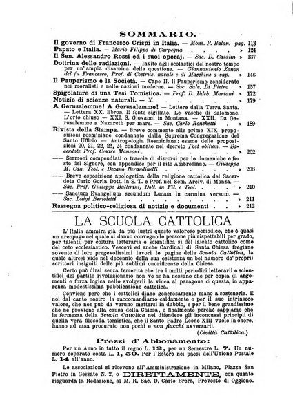 La scuola cattolica periodico religioso scientifico letterario