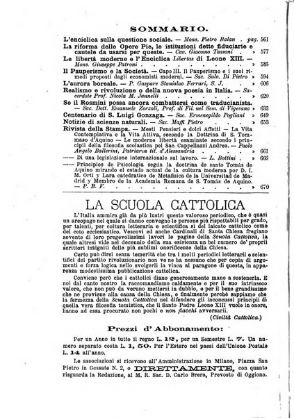 La scuola cattolica periodico religioso scientifico letterario