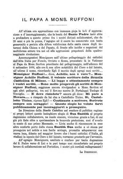 La scuola cattolica periodico religioso scientifico letterario