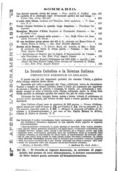 La scuola cattolica periodico religioso scientifico letterario