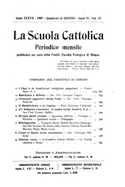 La scuola cattolica periodico religioso scientifico letterario